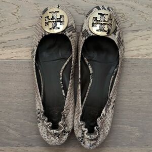 Tory Burch Snake Print Ballet Flats - Tan